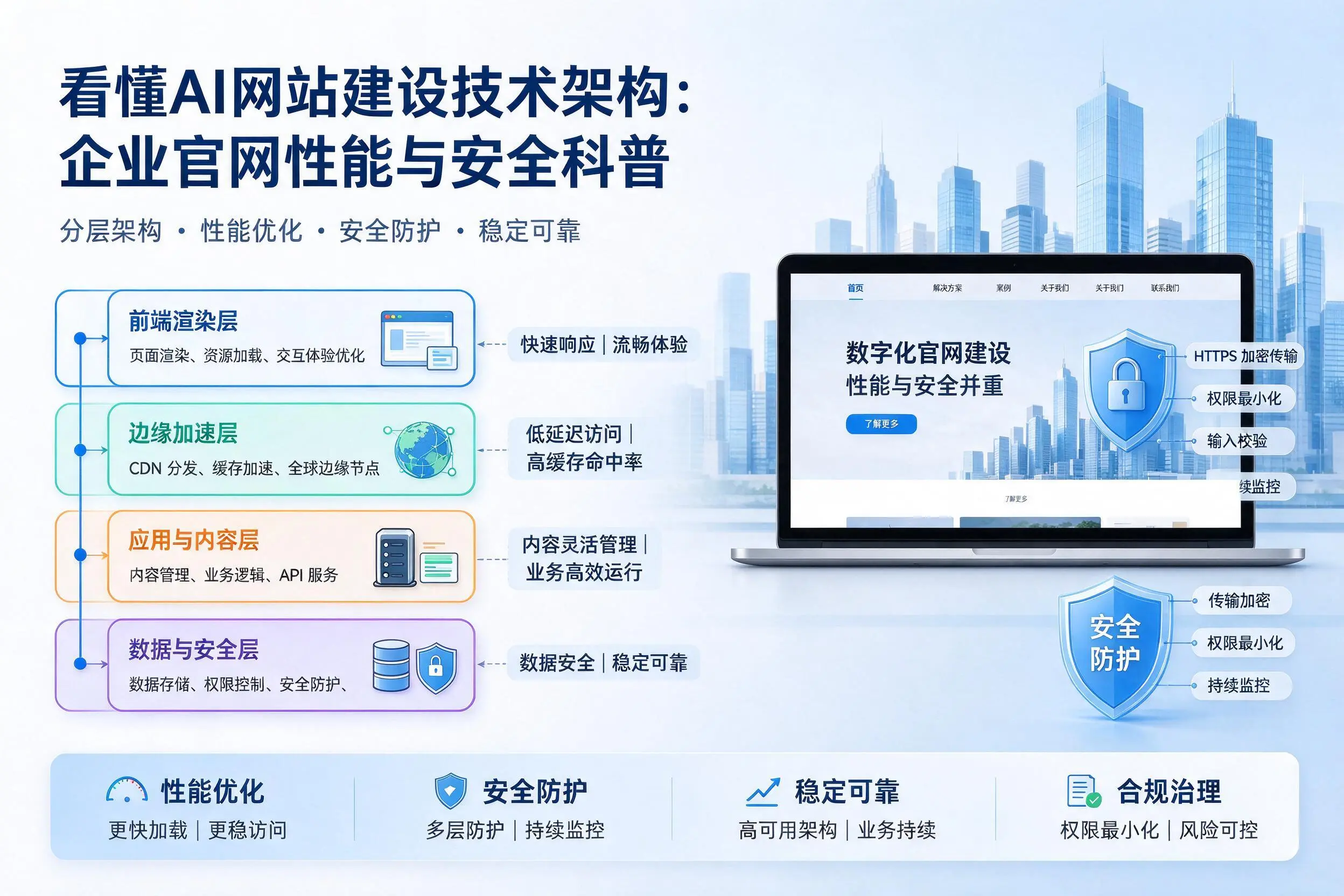 看懂AI网站建设技术架构:定西企业官网性能与安全科普