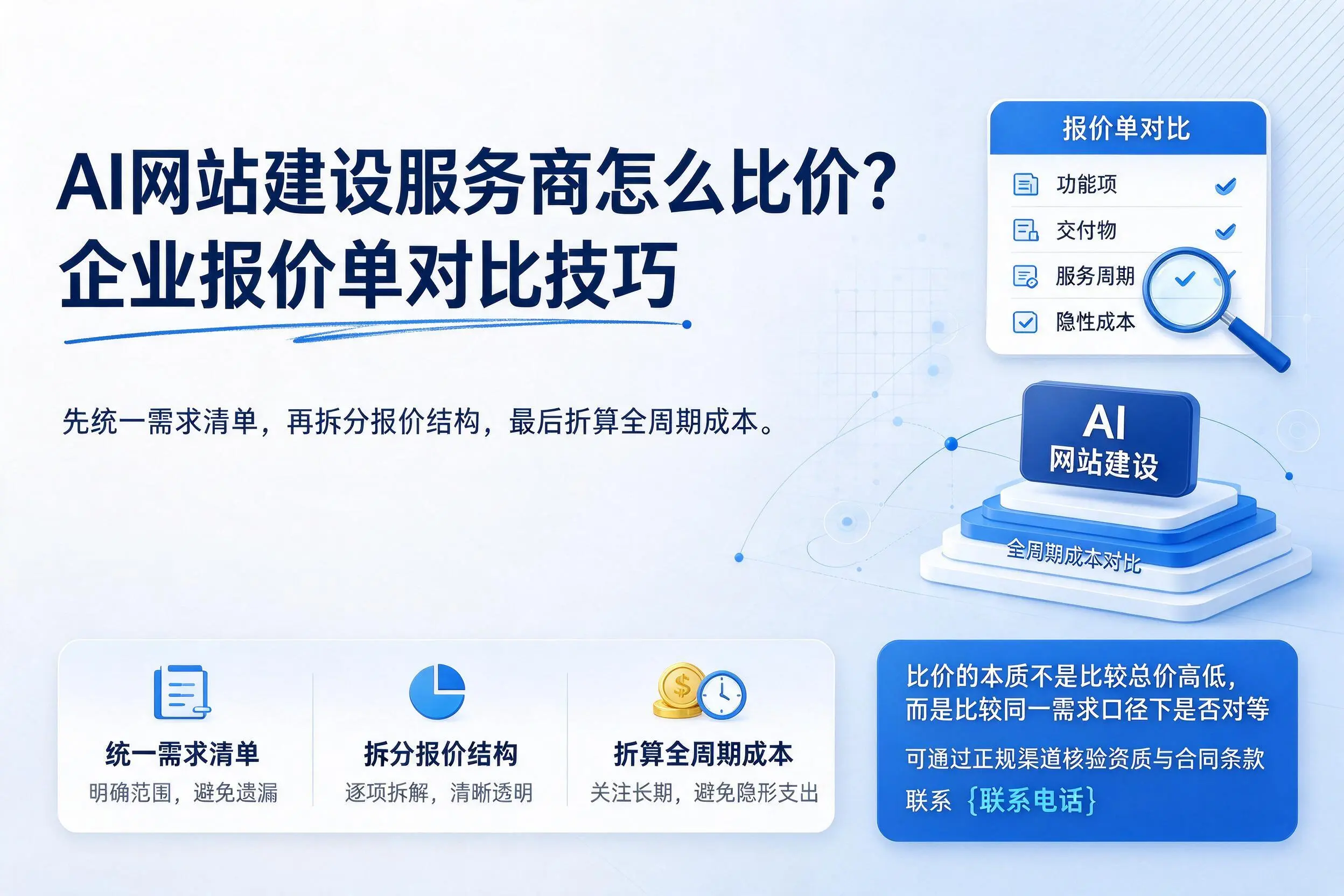 AI网站建设服务商怎么比价？定西企业报价单对比技巧