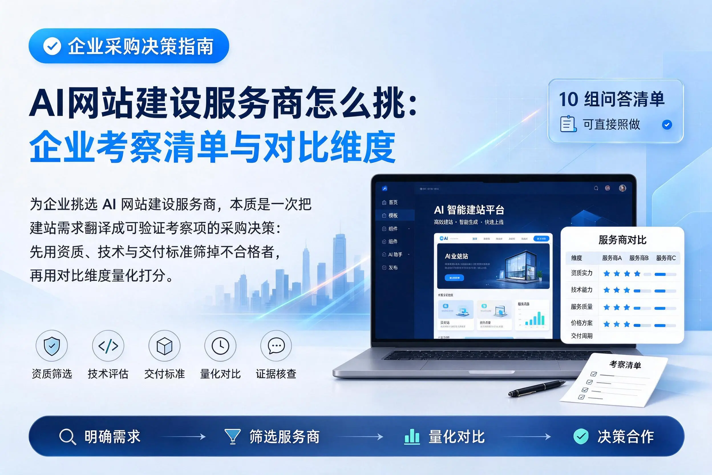 AI网站建设服务商怎么挑:定西企业考察清单与对比维度