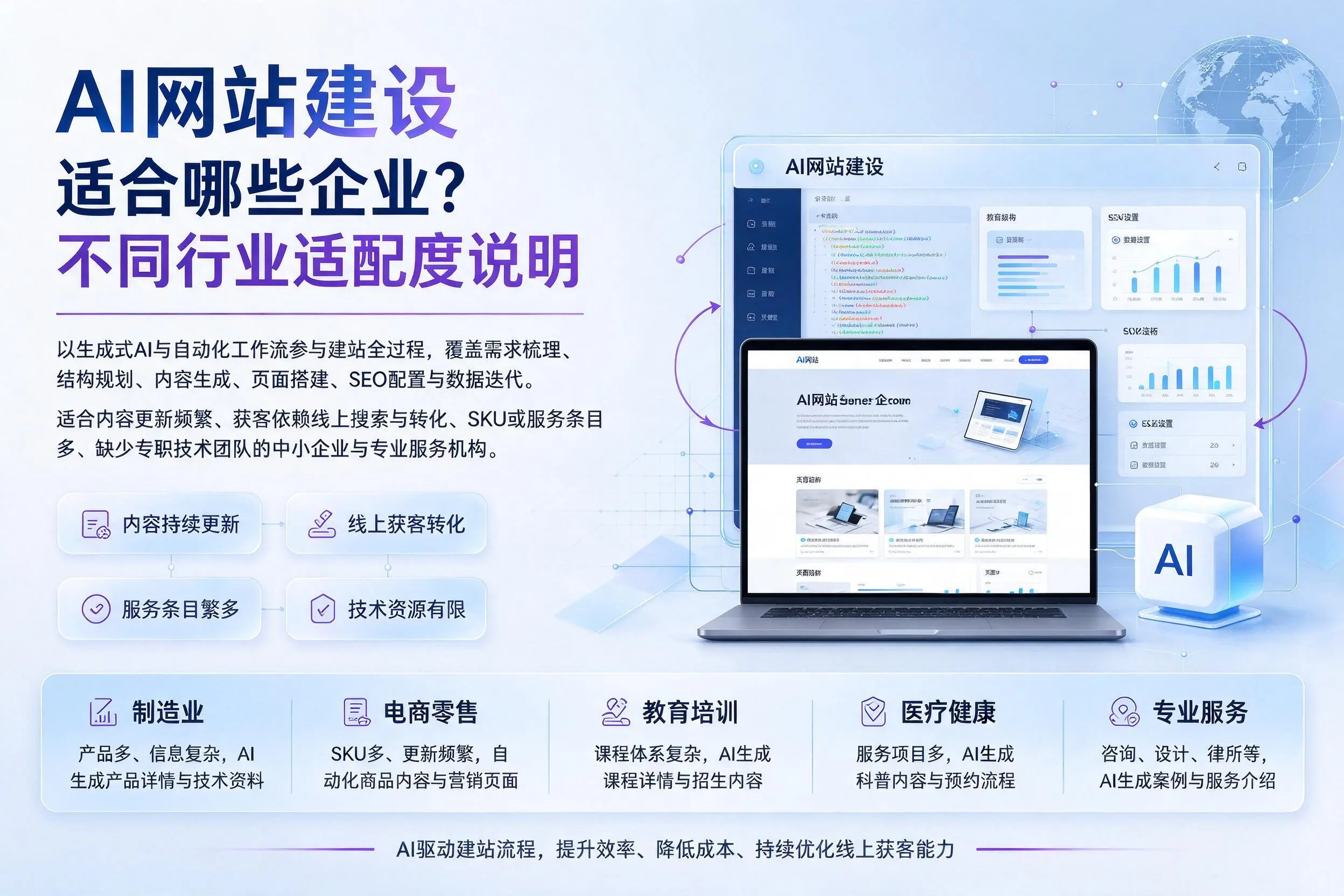 AI网站建设适合哪些企业？定西不同行业适配度说明